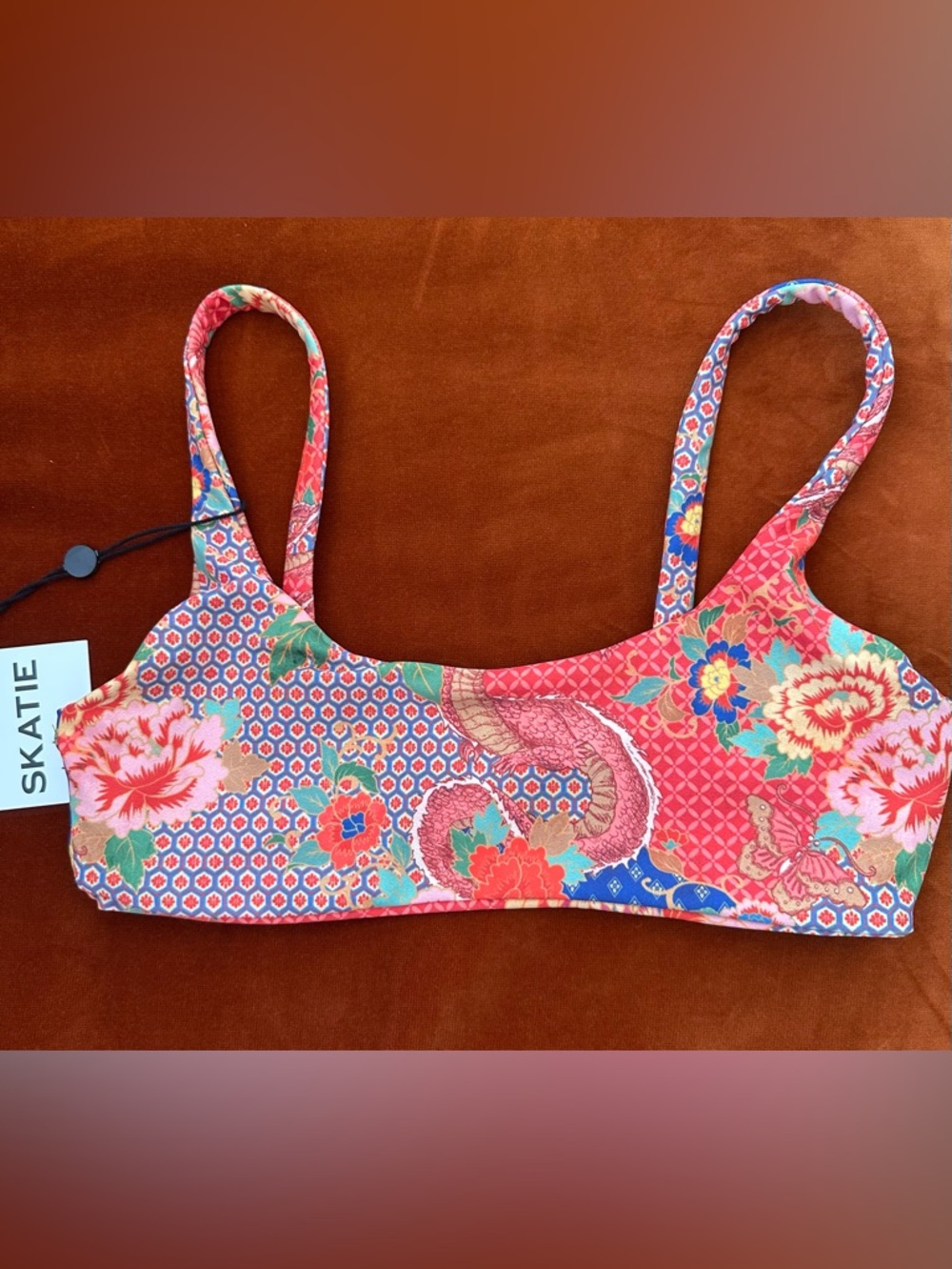 Skatie Swim Los Angeles NWT 3 Piece Swim Set Dragon Flowers Size Small - Picture 4 of 11